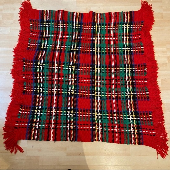 Vintage red plaid afghan blanket throw - Picture 4 of 6